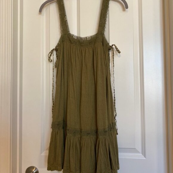 Free People Sweet Thing Tunic Mini Dress Lace Moss Size XS - Picture 1 of 16